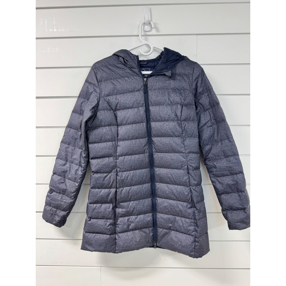 Eddie Bauer Womens Gray Heathered Hooded Puffer Parka Jacket Size Small S